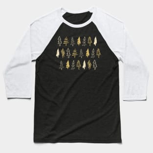 Golden Evergreen Trees Pattern Baseball T-Shirt